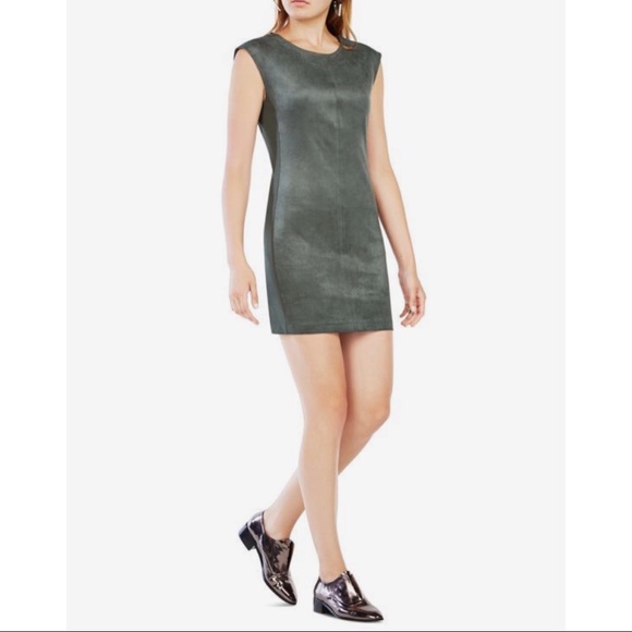BCBG MaxAzria Karlee Gray Faux Suede Shift Dress M - Picture 4 of 6